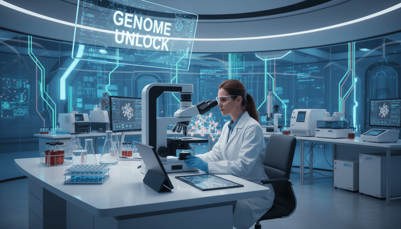 Scientist working with advanced laboratory equipment and molecular models in a professional research setting